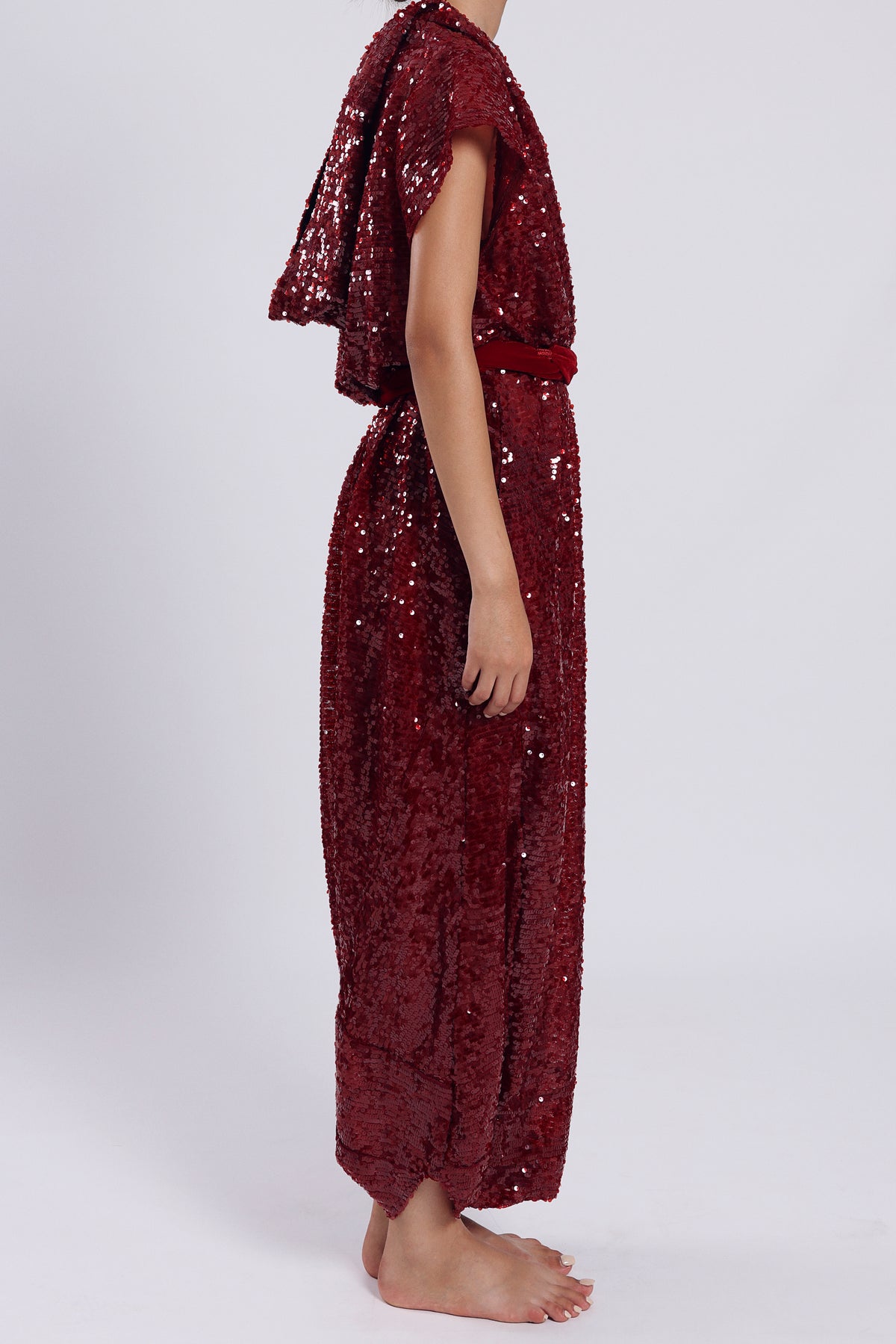 Sequin Jumpsuit - Burgundy