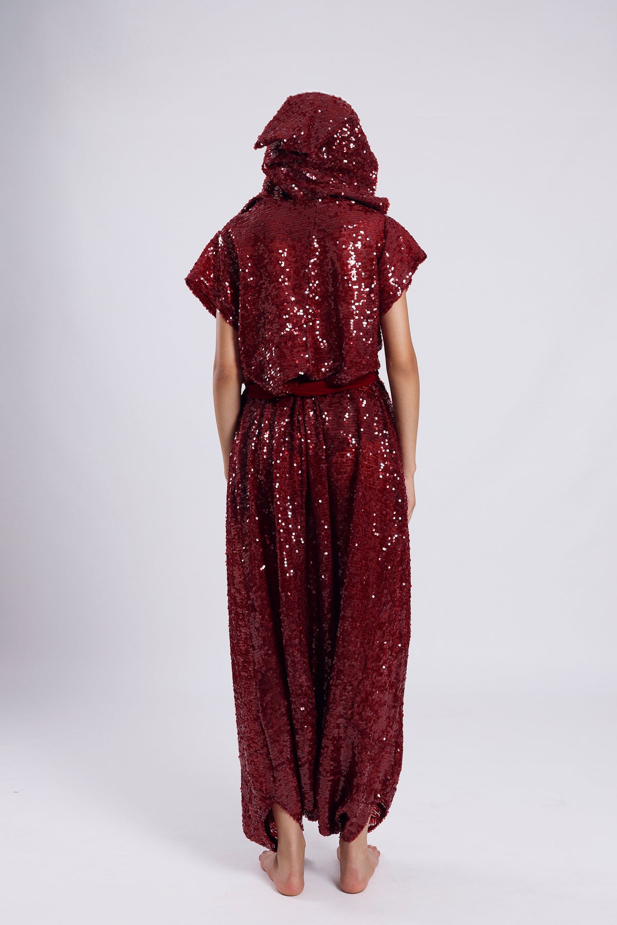 Sequin Jumpsuit - Burgundy