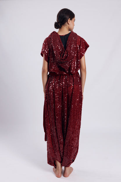 Sequin Jumpsuit - Burgundy