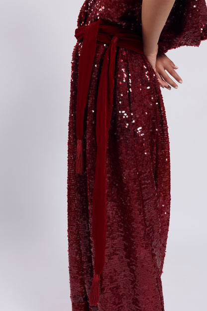 Sequin Jumpsuit - Burgundy