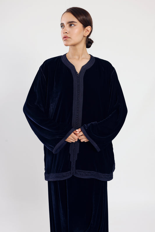 Midnight Velvet Set - Navy Blue
