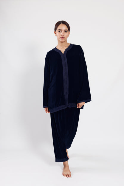 Midnight Velvet Set - Navy Blue