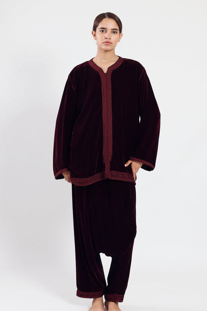 Midnight Velvet Set - Burgundy