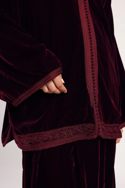 Midnight Velvet Set - Burgundy